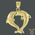 Womens Double Dolphin 10kt Yellow Gold Fashion Charm Pendant, Pendants, Silverine, Jawa Jewelers