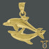 10kt Yellow Gold Charm Womens Double Dolphin Fashion Pendant, Pendants, Silverine, Jawa Jewelers