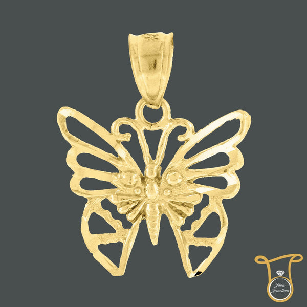 Womens Butterfly 10kt Yellow Gold Insect Fashion Charm Pendant, Pendants, Silverine, Jawa Jewelers