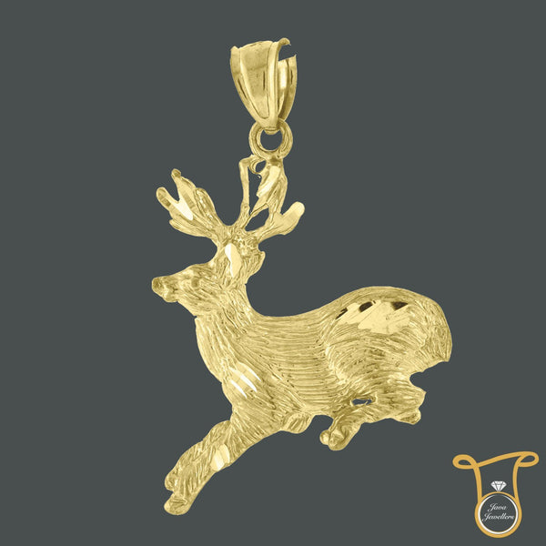 Womens Deer Animal 10kt Yellow Gold Fashion Charm Pendant, Pendants, Silverine, Jawa Jewelers