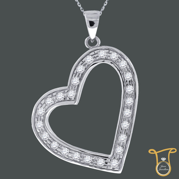 Sterling Silver Round Heart Pendant