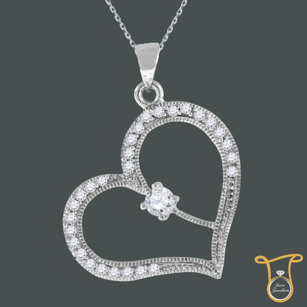 Silver Wo Round Cubic Zirconia Pendant