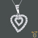 Sterling Silver Round CZ Double Heart Fashion Pendant