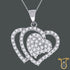 Sterling Silver Round Womens Cubic Zirconia CZ Double Heart Fashion Pendant, Pendants, Silverine, Jawa Jewelers