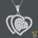 Sterling Silver Round Wo Cubic Zirconia CZ Double Heart Pendant