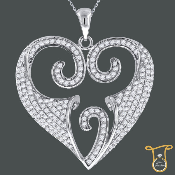 Womens Heart Sterling Silver Cubic Zirconia CZ Fashion Pendant, Pendants, Silverine, Jawa Jewelers