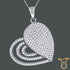 Round Cubic Zirconia CZ Sterling Silver Heart Pendant