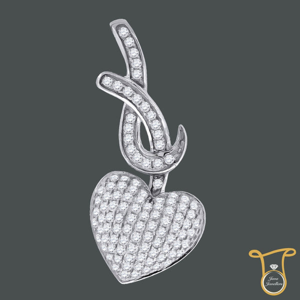 Sterling Silver Heart Round Cubic Zirconia CZ Fashion Pendant, Pendants, Silverine, Jawa Jewelers