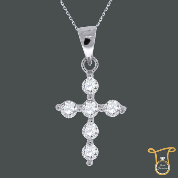 Round Cubic Zirconia CZ Cross Pendant