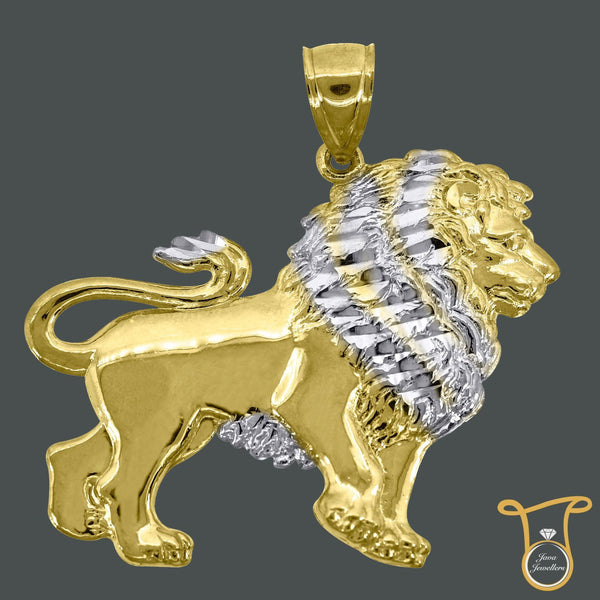 10kt Two-Tone Gold Animal Lion Fashion Pendant - Jawa Jewelers