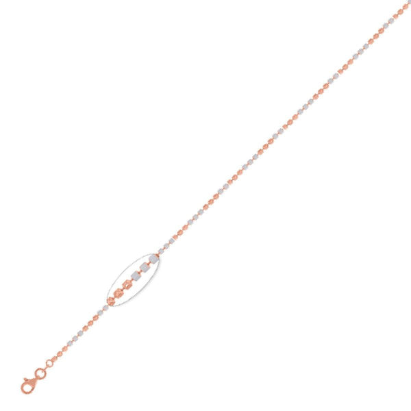 925 Sterling Silver 2mm Rhodium & Rose Plated Pendant Bracelet  10" Unisex - Gold Americas