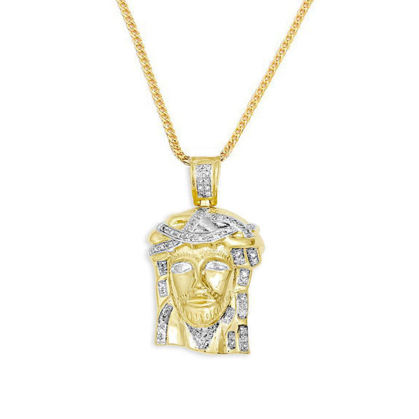10KT Yellow Gold 0.25ctw Diamond Jesus Pendant - Jawa Jewelers